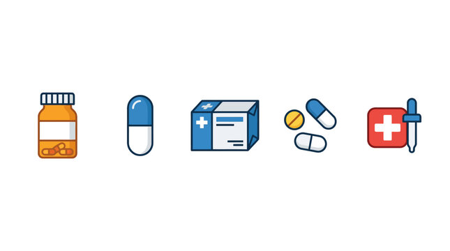 Medical pills and first aid kit.