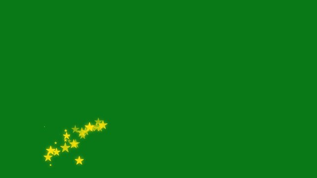 Gold glitter magic shimmer, fairy dust wand glitter stars trail with white twinkling particles, glowing bokeh lights, glitter line transition rendered smoothly on a transparent green screen. 4K
