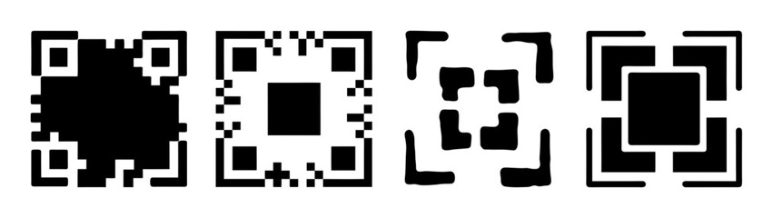 Fototapeta premium set of black and white qr codes for digital marketing and contactless technology