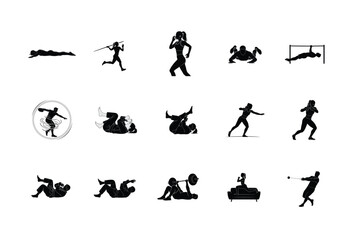 Obraz premium Extreme Parkour and Urban Street Workout Silhouettes Jumping, Climbing, and Athleticism Vector Art Design