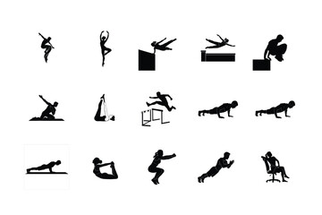 Obraz premium Physical Therapy and Rehabilitative Stretching Silhouettes Mat Exercises, Low Impact Fitness, and Recovery Graphics