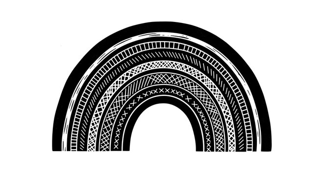 Black and white rainbow illustration