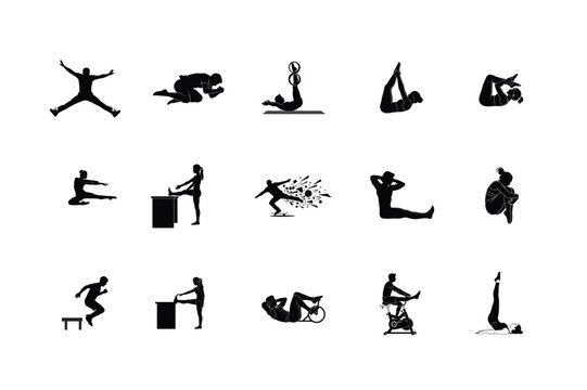 Urban Parkour and Freerunning Action Silhouettes Rooftop Jumping, Wall Climbing, and High Energy Movement