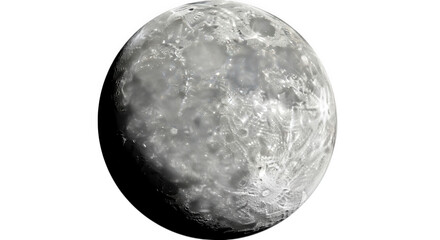 Naklejka premium Grayscale depiction of the moon's surface with visible craters and shadows