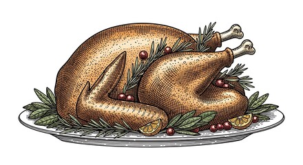 Fototapeta premium Roasted turkey on a white plate