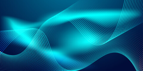 Obraz premium Abstract Wave, Line Particle Technology Background.Bright blue gradations, Light,Modern background,Trendy.abstract background