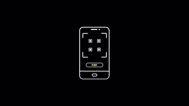 Mobile QR Code Scanner App Interface Line Icon Animation with Scan Button