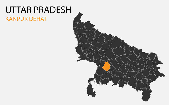 Uttar Pradesh png map with districts, Indian state Uttar Pradesh district map, Uttar Pradesh Kanpur Dehat