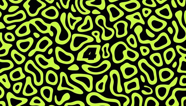 A vibrant and abstract neon green pattern on a black background