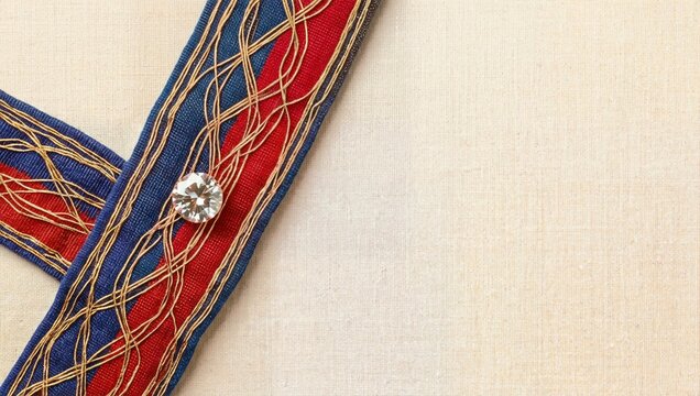 고대 이스라엘 에봇 직물의 정교한 금실과 보석, 역사적 유물의 아름다운 예술, 성스러운 섬유.