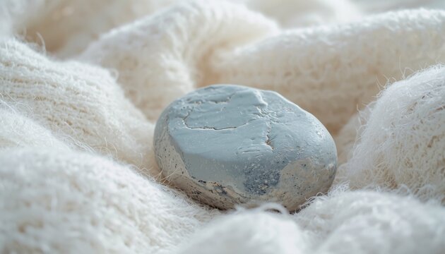 Soft Blue Raw Angelite Stone with Chalky White Surface