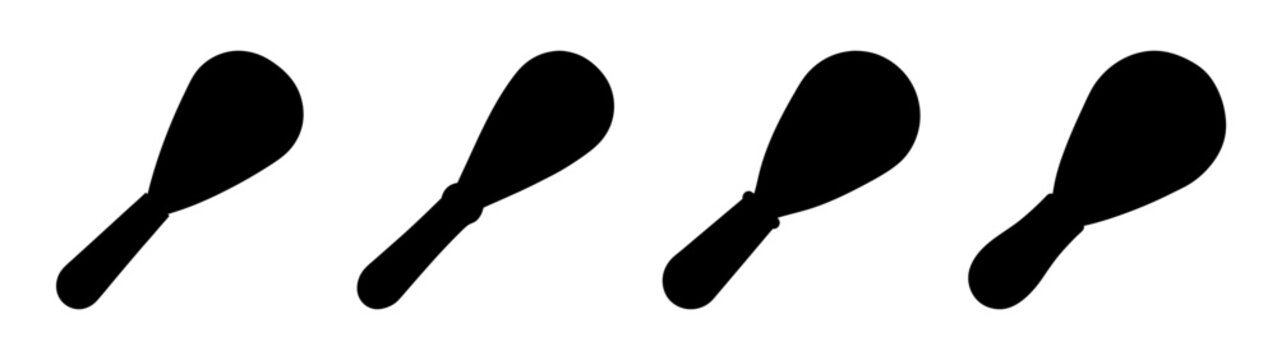 set of five minimalist black kitchen whisks isolated on white background