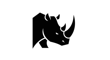 Fototapeta premium Black Rhinoceros Silhouette Icon Vector Illustration