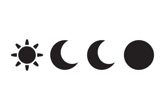 Sun and moon icons for day night mode toggle, light dark theme and brightness control
