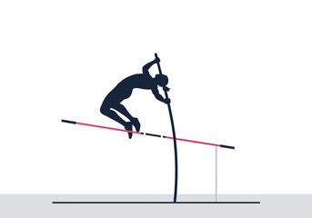 Silhouette of a female pole vaulter clearing a high bar © Titi