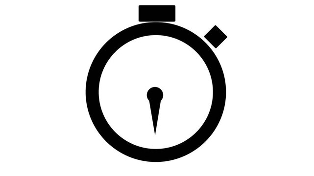 Animated flat design timer clock counting down on white background