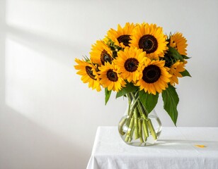 Fototapeta premium Sommerlicher Sonnenblumenstrauß