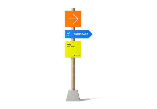 Modern Directional Signage Post Mockup