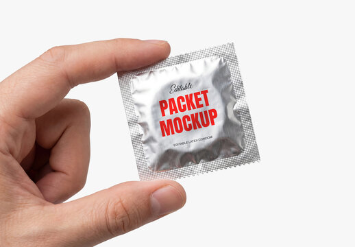 Condom in Hand Mockup