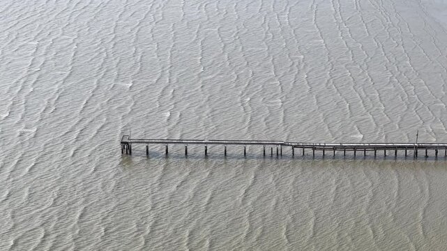 Aerial Drone View of Segenting Batu Pahat Pier