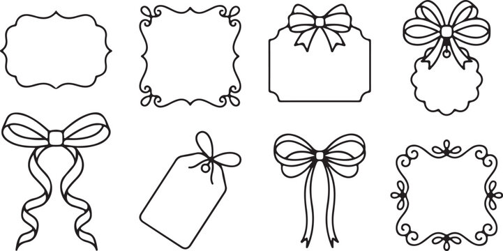 Colorful Decorative Frames, Speech Bubbles & Bow Ribbon Clipart Set &ndash; Vector SVG PNG