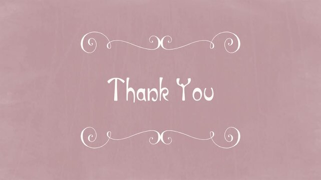 Thank You &ndash; Elegant Swirl Frame Wedding Title on Rustic Dusty Pink Chalkboard