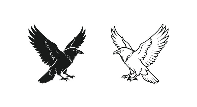 Elegant Black and White Flying Birds Design Vector