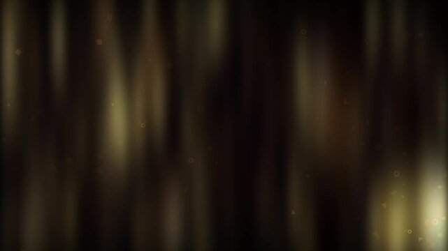Animation loop gold light flickering vertical lines with geometric particles on black abstract background. Abstract CG Animation twisted gradient light trails motion. 4K Futuristic geometric stripes p