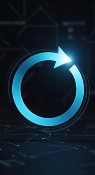 Glowing Blue Circular Arrow Symbolizing Refresh and Reload.