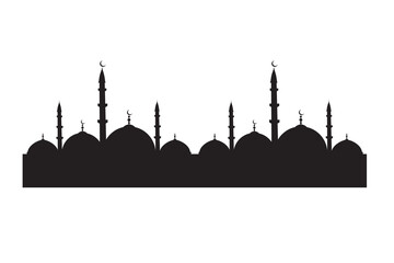 Silhouette skyline of islamic mosque buildings with minarets and domes islamic architecture mosque icon © Md Hajrat