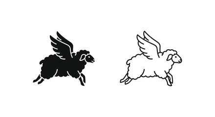 Obraz premium Mythical Winged Ram & Sheep Designs Art Vector