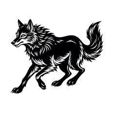 Obraz premium Running Wolf Wild Animal Isolated Wildlife Illustration