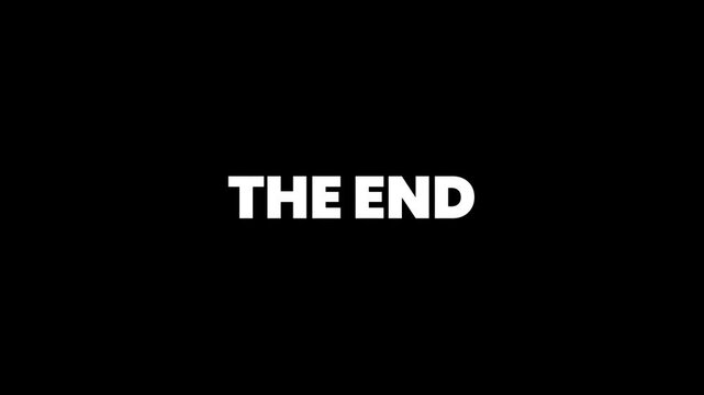 The end message appears on a black and white background screen
