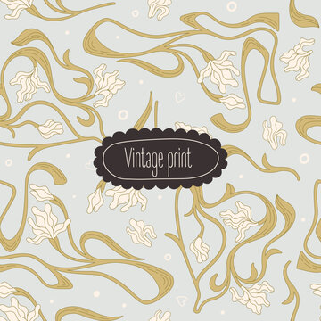 Vintage floral print. Pattern with decorative elements. Vector.