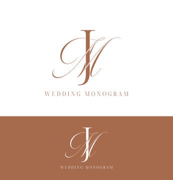 Elegant wedding monogram with initial letters JM