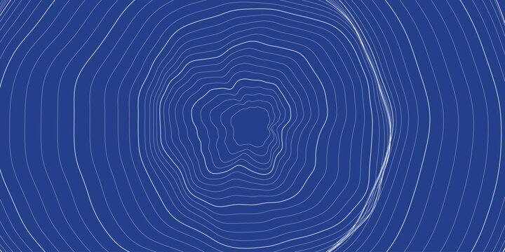 Abstract tree ring vector background, organic wood grain texture, circular topographic lines on blue backdrop design