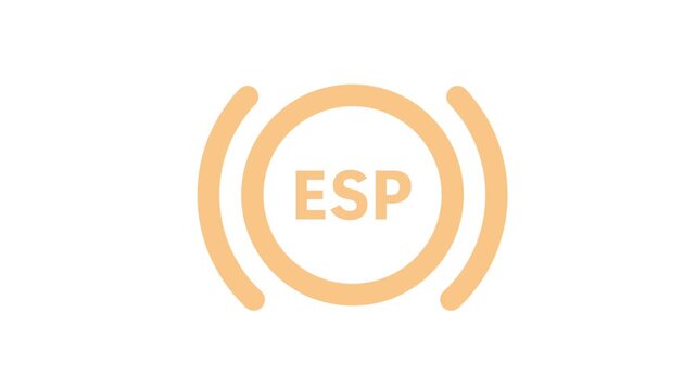 ESP warning light blinking animation. Electronic Stability Program sign.