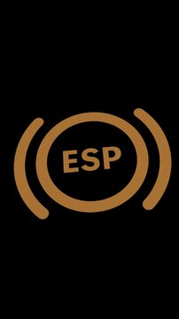 ESP warning light blinking animation. Electronic Stability Program sign.