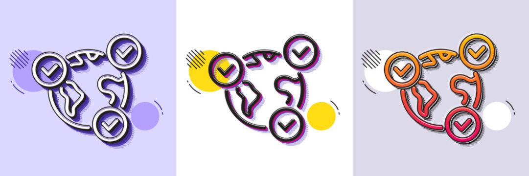 Online voting line icon. Halftone dotted pattern. Gradient icon with grain shadow. Internet vote sign. Web election symbol. Line online voting icon. Various designs. Vector