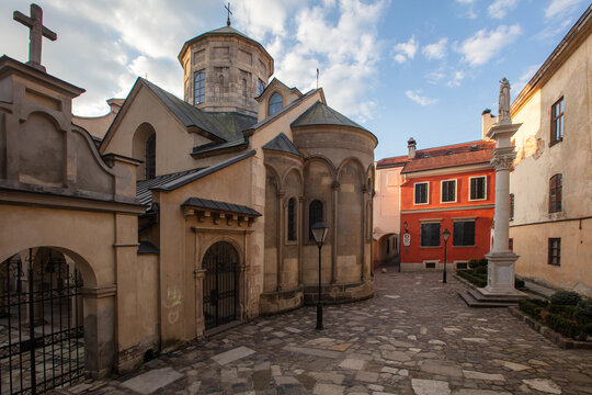 Armenian Cathedral and courtyard in Lviv old town
