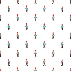 Naklejka premium Cute garden gnomes creating a seamless wallpaper for holiday designs