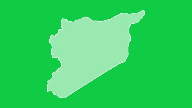 Syria map glow outline animation green background