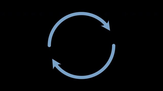 Two-sided circle arrows hand-drawn sketch animation. Circular loop. Clockwise repetition. Infinite motion. Animated doodle direction. Scribble pointer
