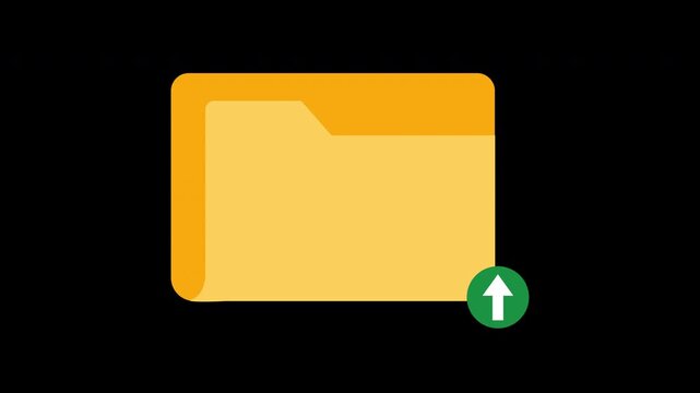 Yellow File Folder Animation with Green Upload Arrow Icon Motion Loop