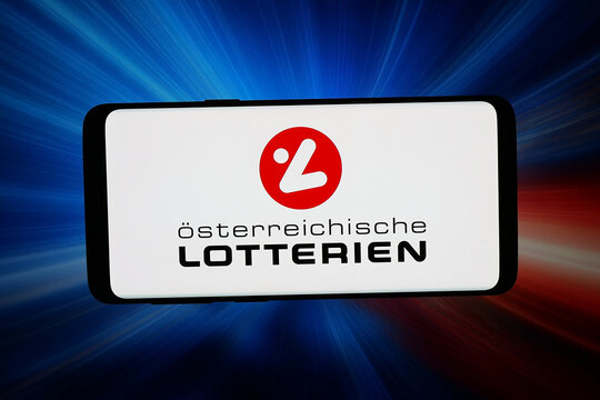 Stuttgart, Germany - 04-09-2026: In this photo illustration, the logo of Oesterreichische Lotterien Gesellschaft mbH is displayed on a smartphone in front of abstract background on computer screen.