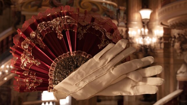 Elegant Fan and Gloves in Vintage Setting