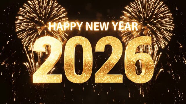 New Year 2026 celebration with fireworks for commercial backgrounds, digital design, and advertising