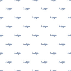 Fototapeta premium Whale shark pattern creating a seamlessly repeating design with blue marine life