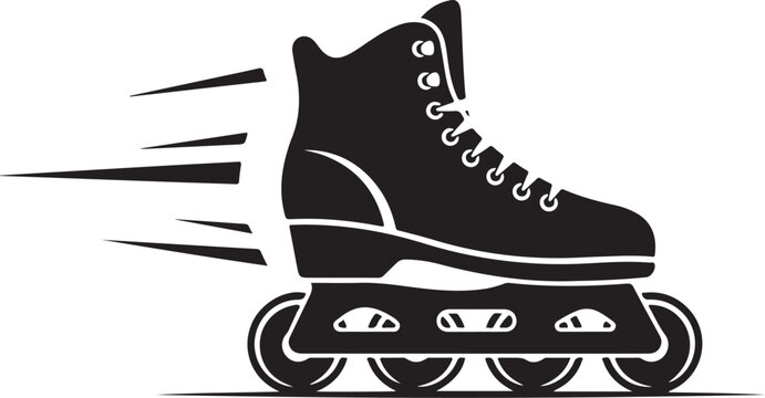 Inline Skating, Roller Skate, Black Icon, Speed Vector