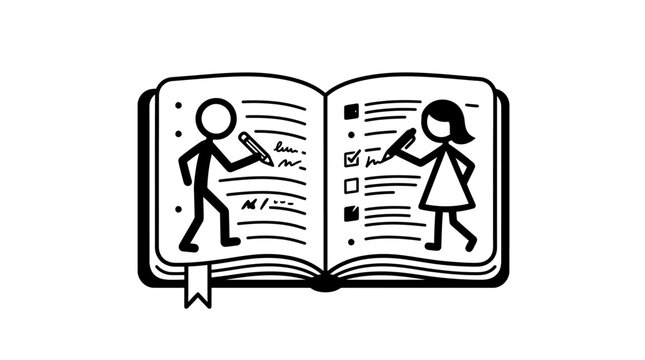 People Writing in Open Notebook